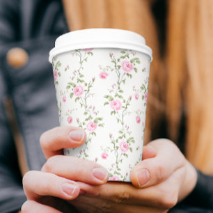 Elegant Modern Vintage Floral Rose Paper Cups