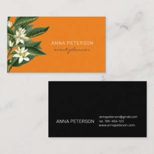 Elegant Modern Vintage Orange Fruit Blossoms Business Card