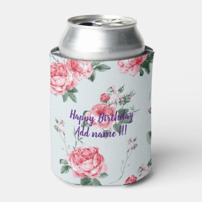Elegant Modern Vintage Trendy Floral Can Cooler (Can Front)