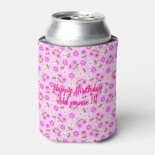 Elegant Modern Vintage Trendy Floral Can Cooler