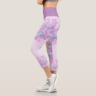 Elegant Modern Vintage Trendy Floral Capri Leggings