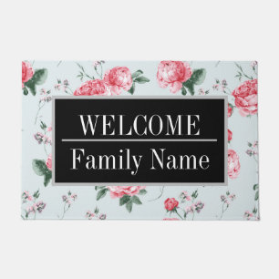 Elegant Modern Vintage Trendy Floral Doormat
