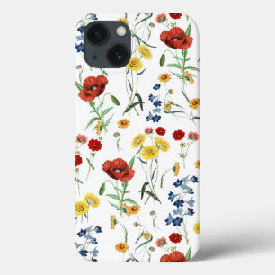 Elegant Modern Vintage Wildflowers Poppy Daisy iPhone 13 Case