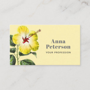 Elegant Modern Vintage Yellow Hawaiian Hibiscus Business Card