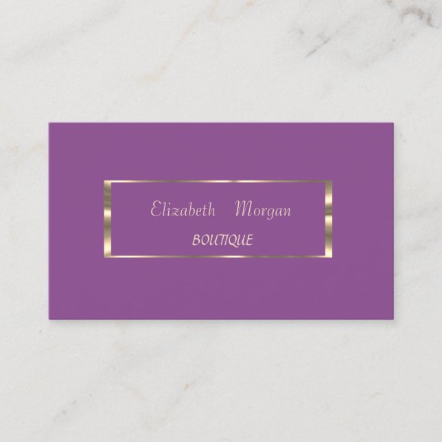 Elegant Modern,Violet ,Gold Frame Business Card (Front)