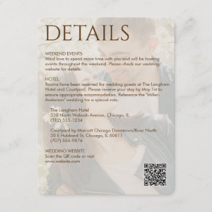 Elegant Modern Walnut Brown Wedding Details Enclosure Card