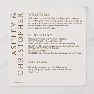 Elegant Modern Walnut Brown Wedding Program