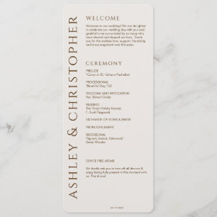 Elegant Modern Walnut Brown Wedding Program