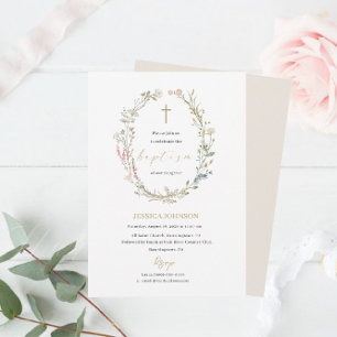 Elegant Modern Watercolor Baptism Invitation