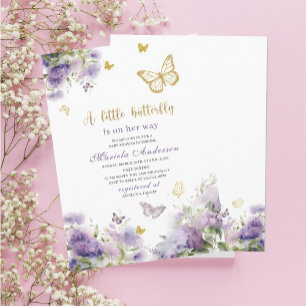 Elegant Modern  Watercolor Butterfly kisses Baby S Invitation