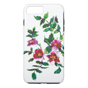 Elegant modern watercolor dark pink wildflowers Case-Mate iPhone case