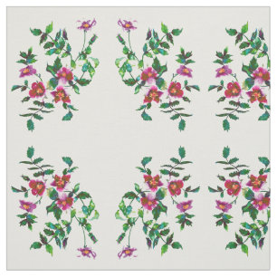 Elegant modern watercolor dark pink wildflowers fabric