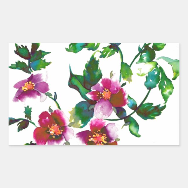 Elegant modern watercolor dark pink wildflowers sticker (Front)