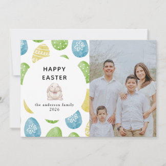 Elegant Modern Watercolor Eggs Happy Easter Photo Holiday Card