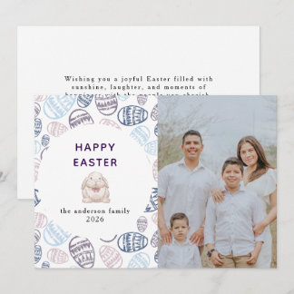 Elegant Modern Watercolor Eggs Happy Easter Photo Holiday Card