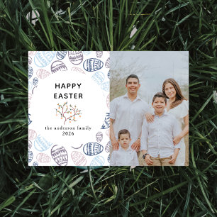 Elegant Modern Watercolor Eggs Happy Easter Photo Holiday Card