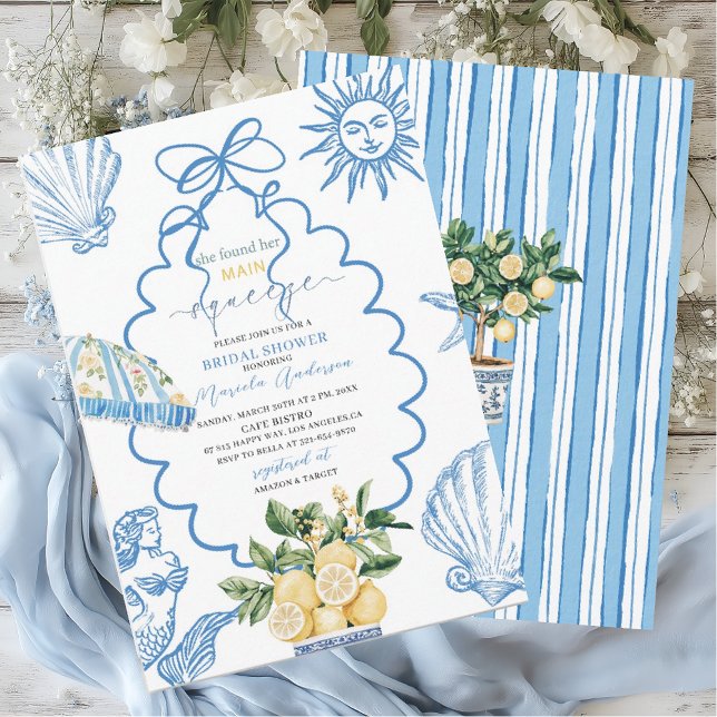 Elegant Modern  Watercolor Main squeeze bridal sho Invitation (Creator Uploaded)