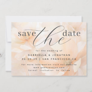 Elegant Modern Watercolor Peach Floral Wedding Save The Date