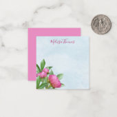 Elegant Modern Watercolor Pink Peonies Floral Card (Front/Back In Situ)