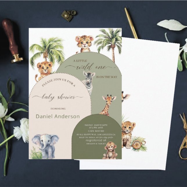 Elegant Modern  Watercolor Wild one Baby Shower Invitation (Creator Uploaded)