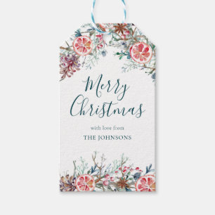 Elegant Modern Watercolor Winter Christmas Gift Tags