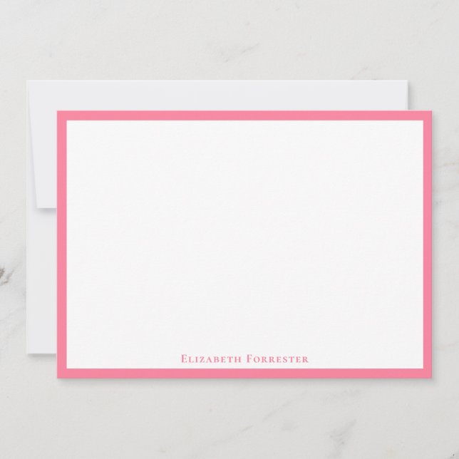 Elegant Modern Watermelon Border Flat Note Card (Front)