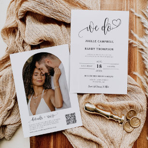 Elegant Modern We Do Wedding Arch QR Code Photo  Invitation