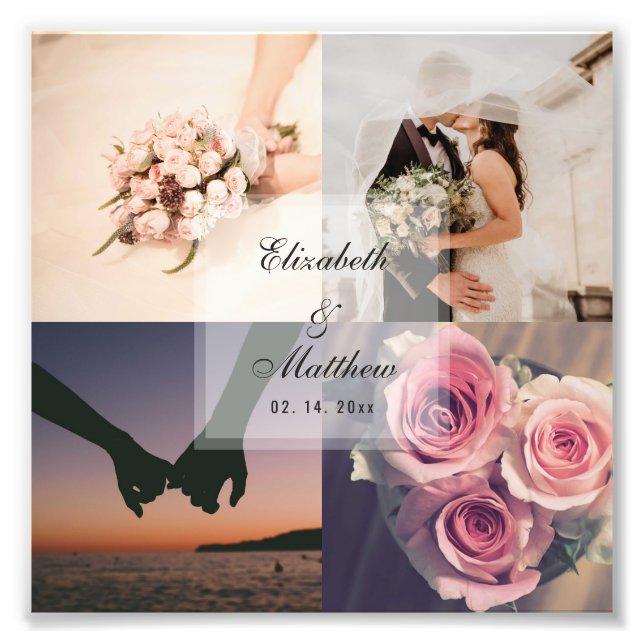 Elegant Modern Wedding Anniversary Bride and Groom Photo Print (Front)