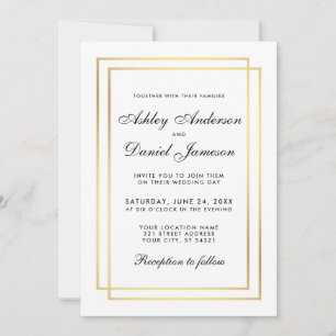 Elegant Modern Wedding Black and White Invitation