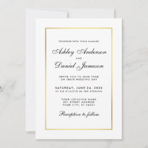Elegant Modern Wedding Black and White Invitation