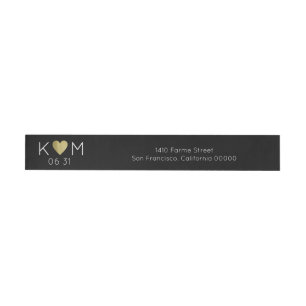 elegant & modern wedding black wraparound address label