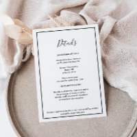 Elegant Modern Wedding Details Enclosure Card