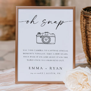 Elegant Modern Wedding Disposable Camera Sign