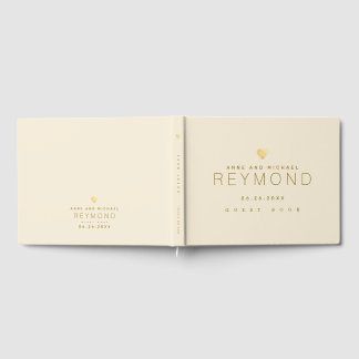 Elegant Modern Wedding guest-book beige Guest Book