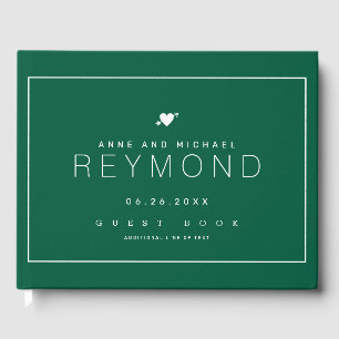 Elegant Modern Wedding guest-book hunter-green Guest Book