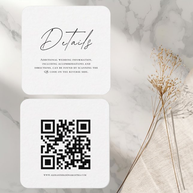 Elegant Modern Wedding Info Card | QR Code (Creator Uploaded)