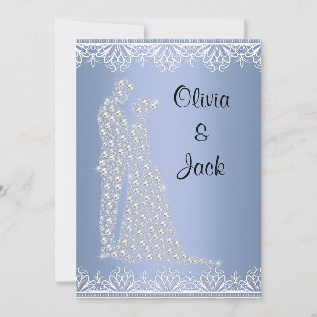 ELEGANT & MODERN WEDDING INVITATION BLUE (Front)