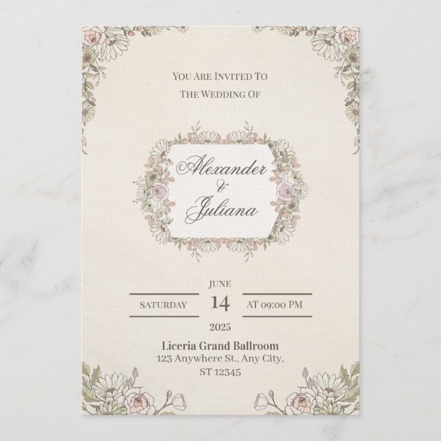 Elegant Modern Wedding Invitation | Timeless  (Front)