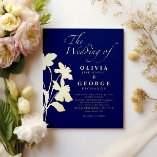 Elegant modern wedding invitation with Foil
