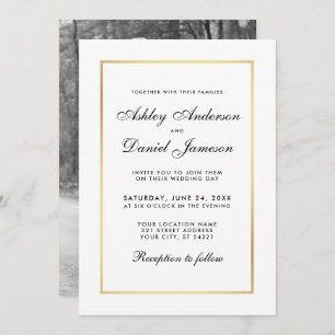 Elegant Modern Wedding Invite - Black White Photo