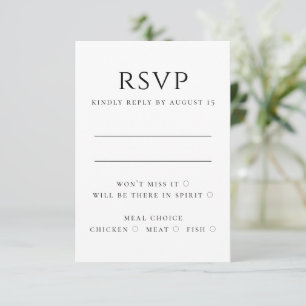 Elegant Modern Wedding Minimalist Meal Choice RSVP Card