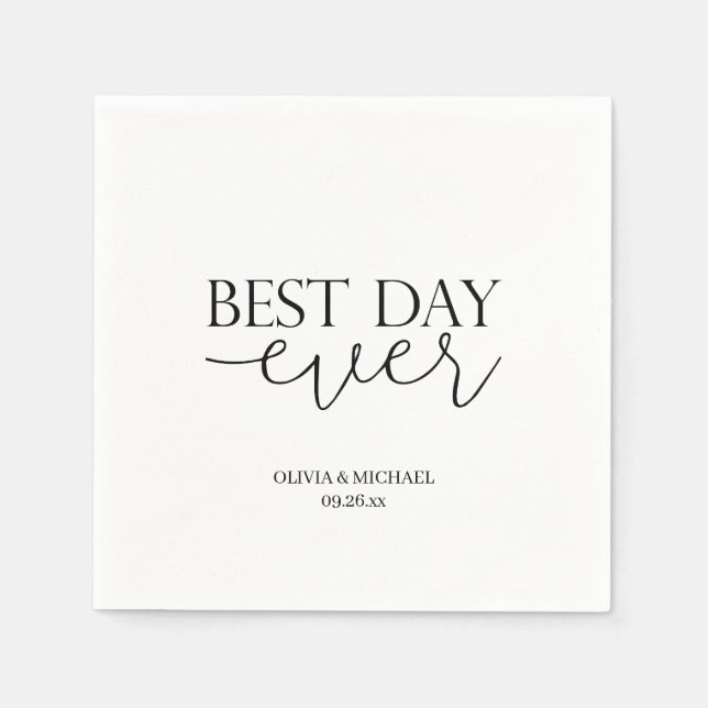 Elegant Modern Wedding Napkins with Personalized T (Front)
