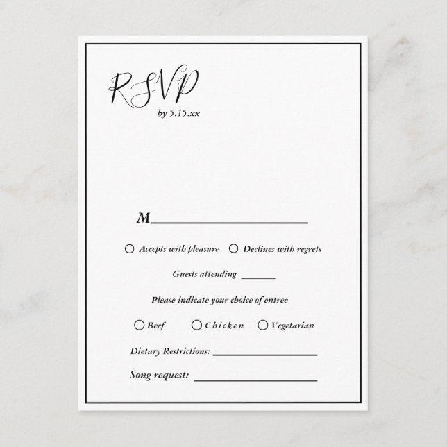 Elegant Modern Wedding Options RSVP Enclosure Card (Front)