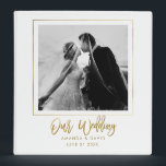 Elegant Modern Wedding Photo Gold Script Binder<br><div class="desc">Make your own personalized wedding photo album. On the cover,  this featured your own photo in a faux gold frame and a gorgeous hand lettered script calligraphy saying "Our wedding" over your names and date of celebration.</div>