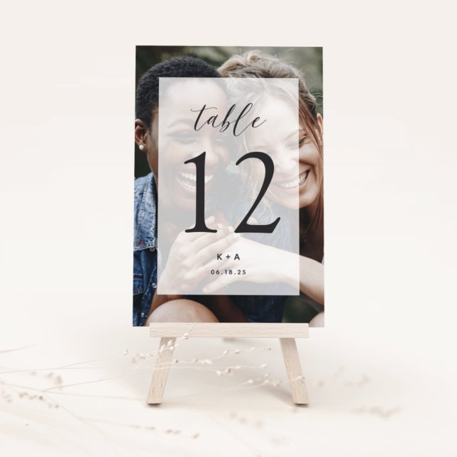Elegant Modern Wedding Photo Initials & Date Table Number (Creator Uploaded)