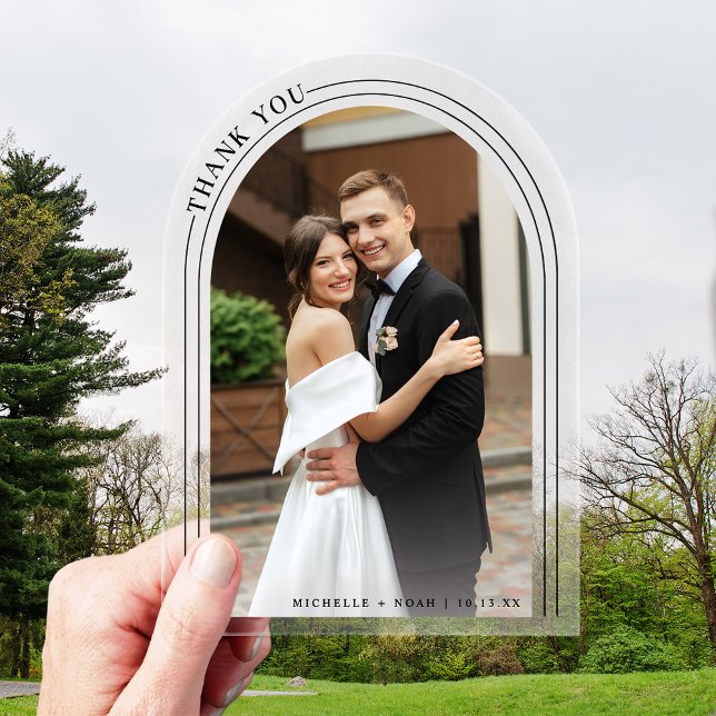 Elegant Modern Wedding Photo Thank You Acrylic Invitations (Creator Uploaded)