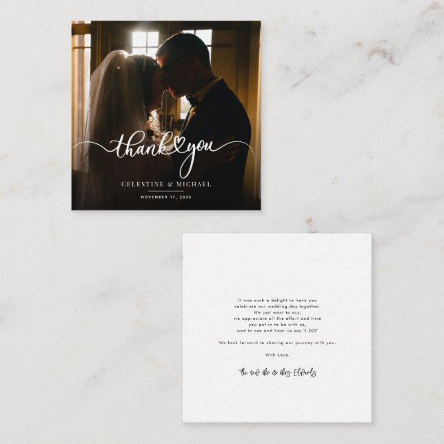 Elegant Modern Wedding Photo Thank You Card (Front/Back)