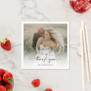 Elegant Modern Wedding Photo Thank You Napkin