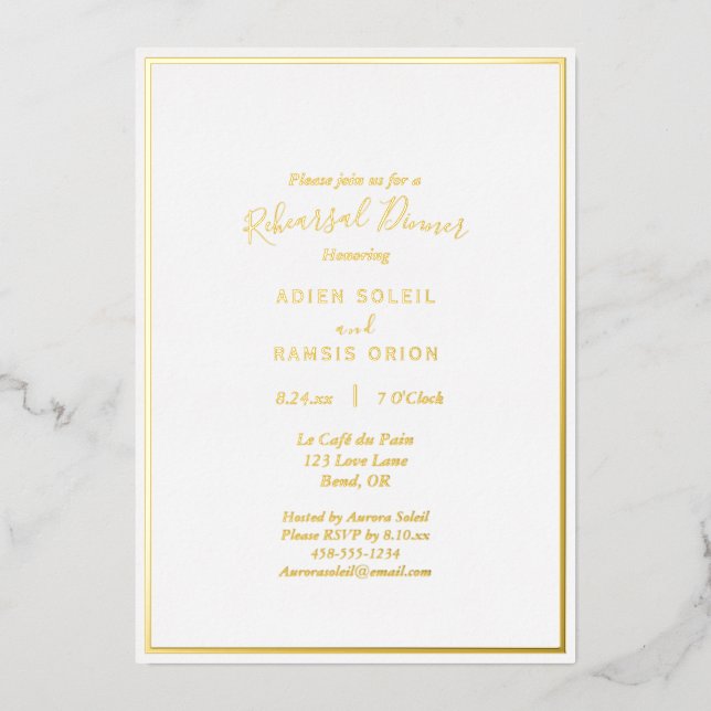 Elegant Modern Wedding Rehearsal Dinner Gold (Front)