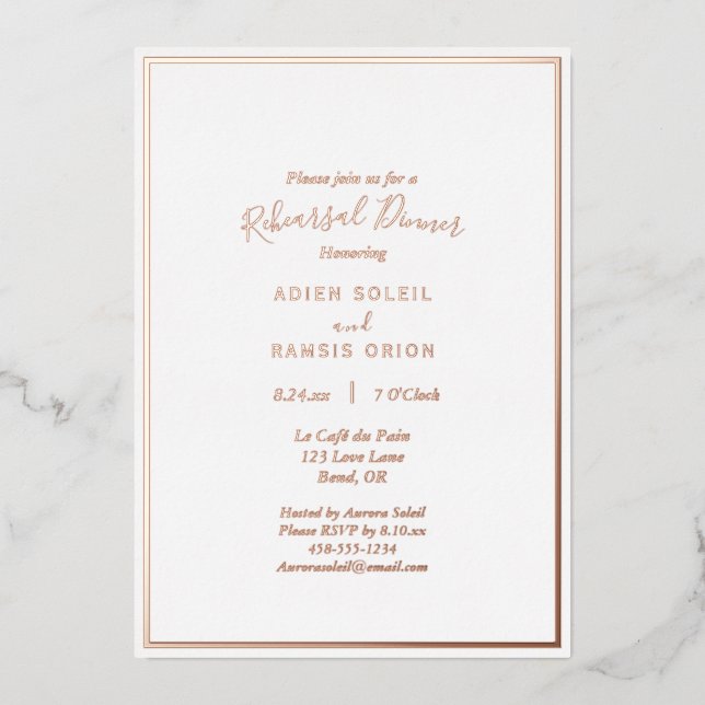 Elegant Modern Wedding Rehearsal Dinner Rose Gold (Front)